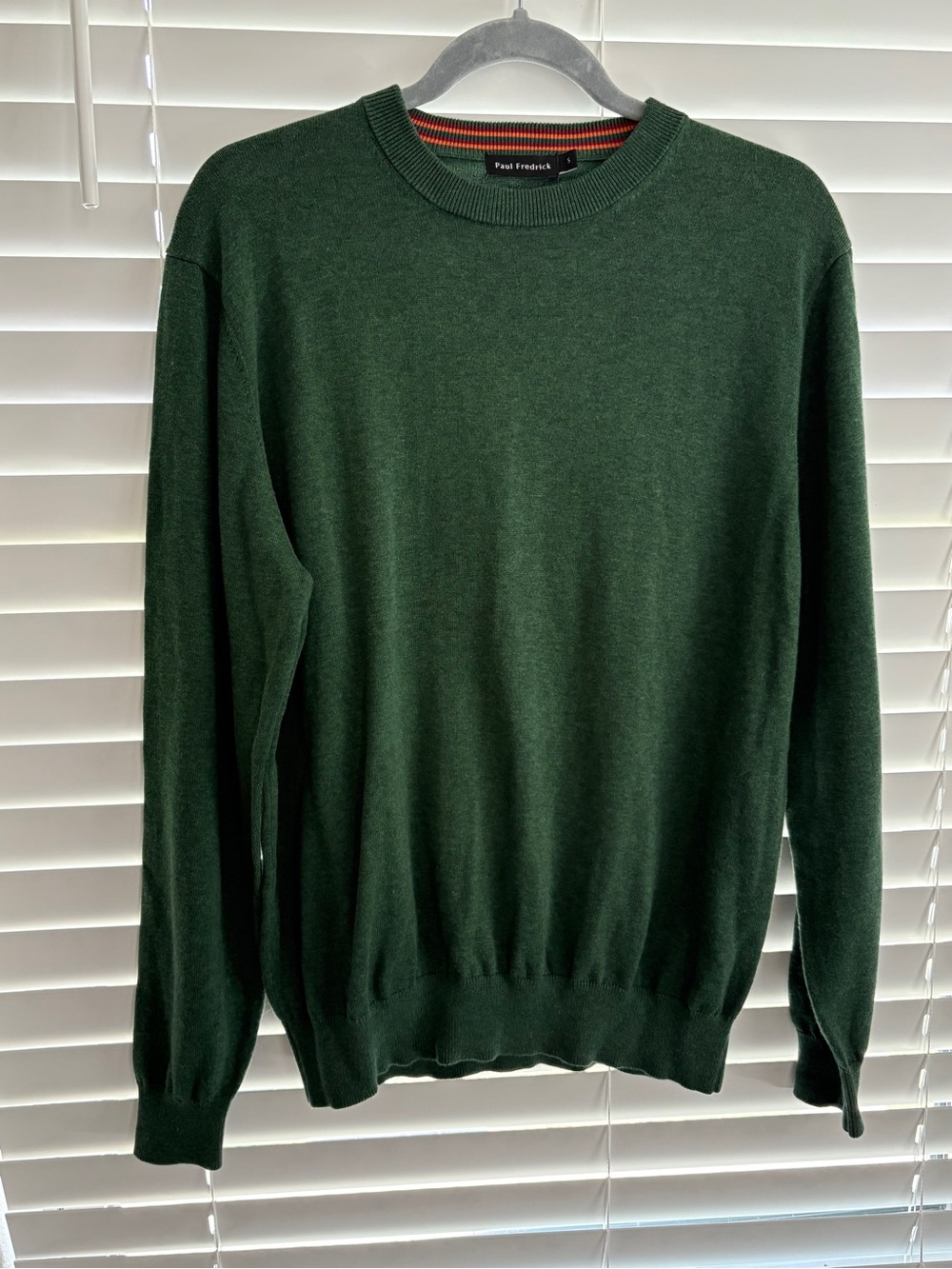 Paul Fredrick Men's Green Crewneck Sweater 100% cotton size small